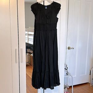 Old Navy Puff-Sleeve Waist-Defined Clip-Dot Midi Dress for Women